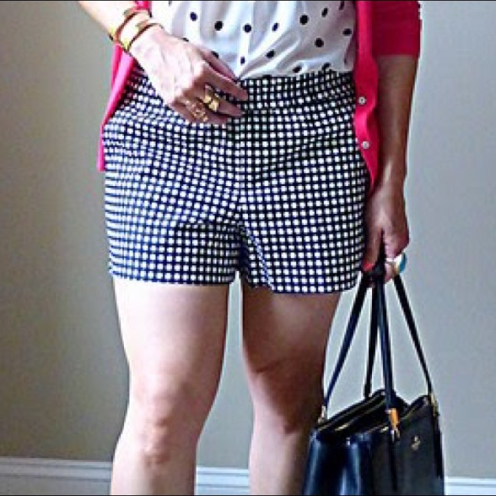 J Crew navy polka dot short